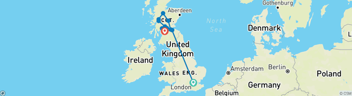 Image d'une carte montrant l'itinéraire du circuit
