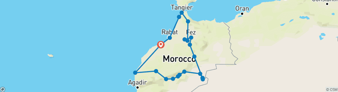 Image d'une carte montrant l'itinéraire du circuit