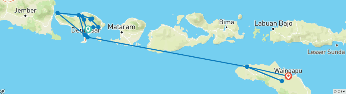 Image d'une carte montrant l'itinéraire du circuit