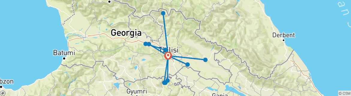 Image d'une carte montrant l'itinéraire du circuit