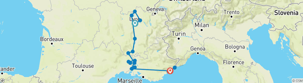 Foto van een kaart met de route van de rondreis