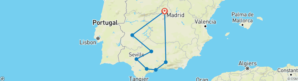 Image d'une carte montrant l'itinéraire du circuit