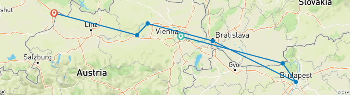 Image d'une carte montrant l'itinéraire du circuit