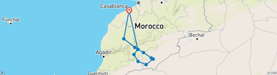 Image d'une carte montrant l'itinéraire du circuit