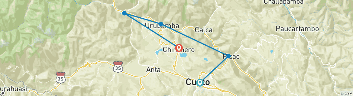 Image d'une carte montrant l'itinéraire du circuit