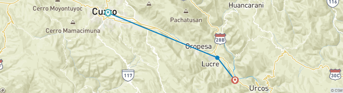 Image d'une carte montrant l'itinéraire du circuit