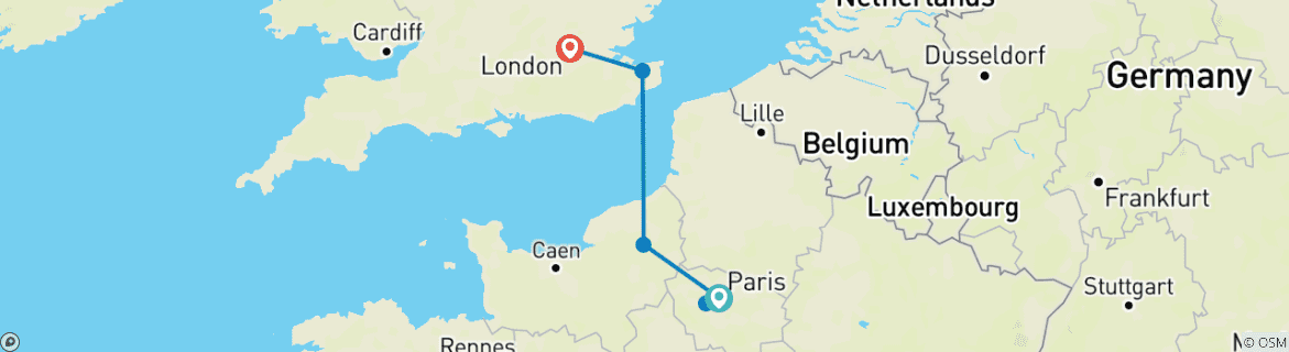 Foto van een kaart met de route van de rondreis