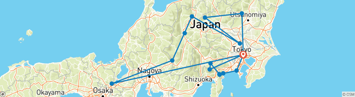 Image d'une carte montrant l'itinéraire du circuit