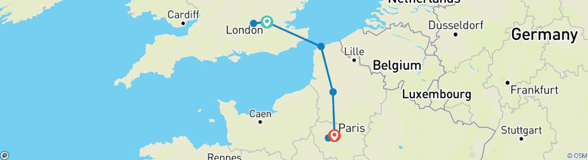 Image d'une carte montrant l'itinéraire du circuit