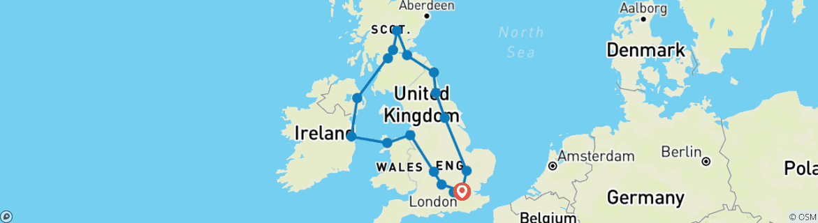 Image d'une carte montrant l'itinéraire du circuit