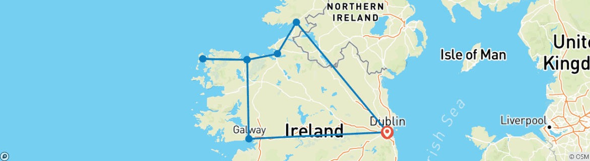 Image d'une carte montrant l'itinéraire du circuit