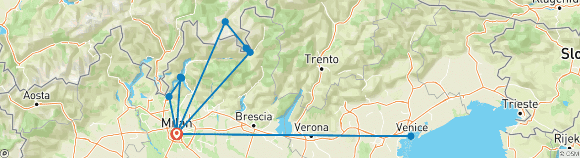 Image d'une carte montrant l'itinéraire du circuit