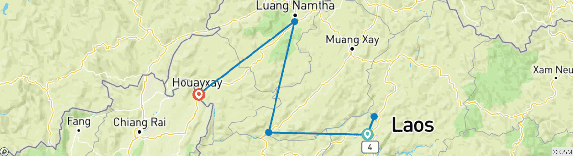 Image d'une carte montrant l'itinéraire du circuit