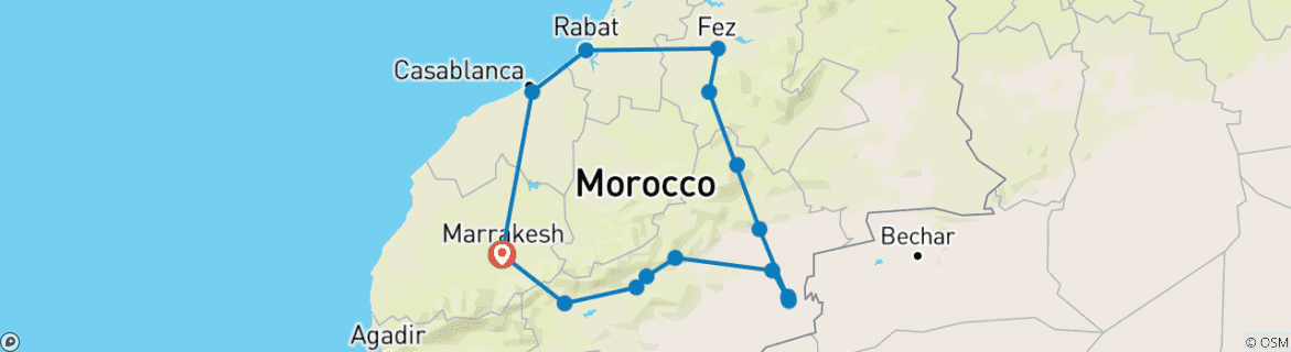 Image d'une carte montrant l'itinéraire du circuit