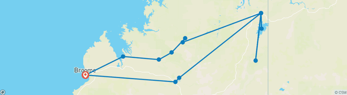 Image d'une carte montrant l'itinéraire du circuit