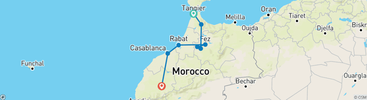 Image d'une carte montrant l'itinéraire du circuit