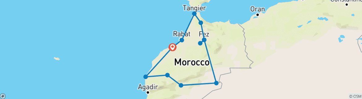 Image d'une carte montrant l'itinéraire du circuit