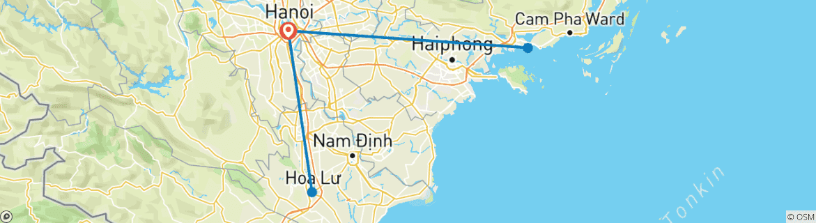 Image d'une carte montrant l'itinéraire du circuit