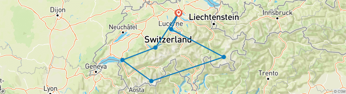 Image d'une carte montrant l'itinéraire du circuit