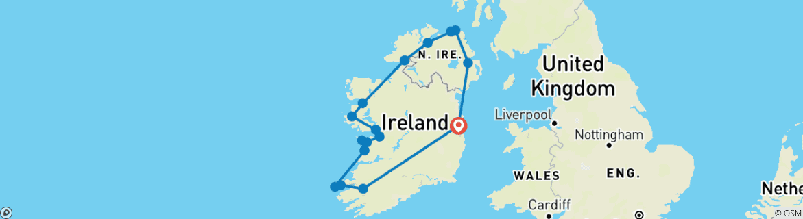 Image d'une carte montrant l'itinéraire du circuit