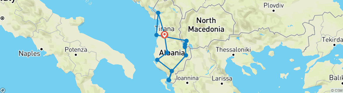 Image d'une carte montrant l'itinéraire du circuit