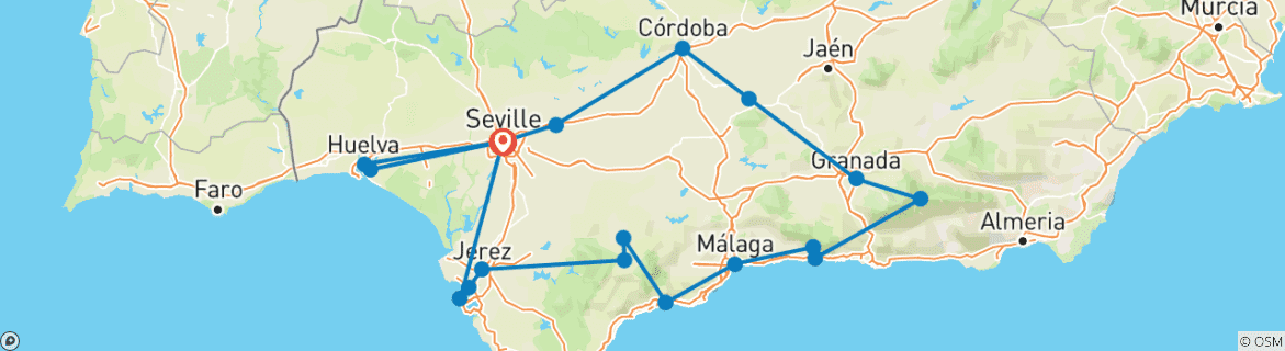 Image d'une carte montrant l'itinéraire du circuit