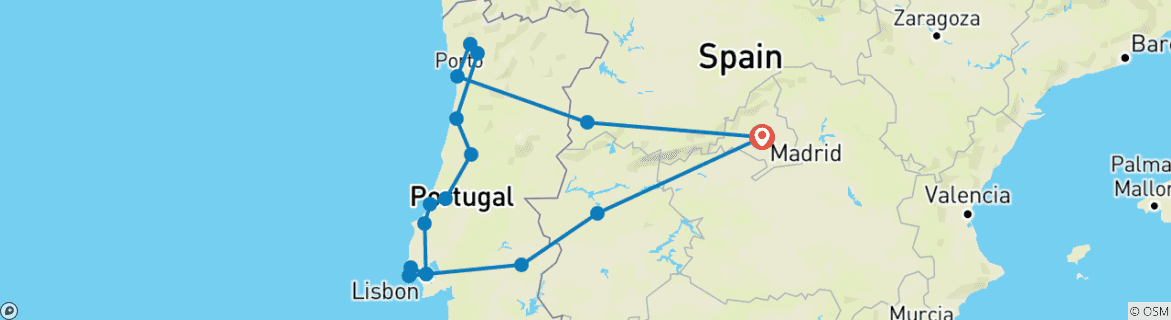 Image d'une carte montrant l'itinéraire du circuit