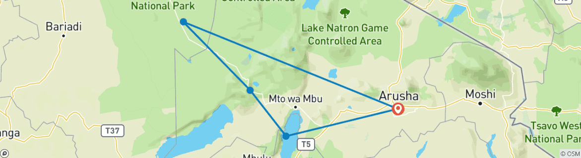 Image d'une carte montrant l'itinéraire du circuit