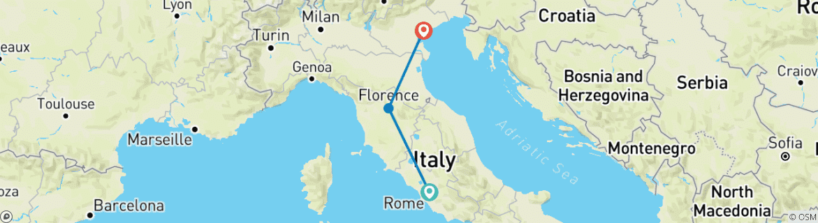 Image d'une carte montrant l'itinéraire du circuit
