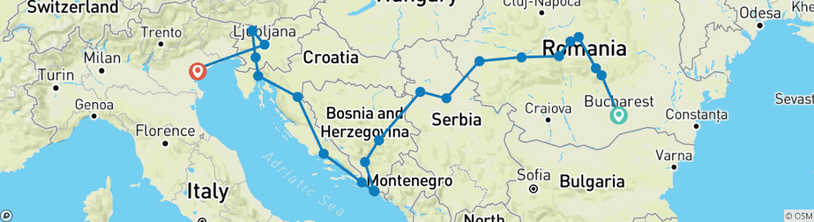 Image d'une carte montrant l'itinéraire du circuit