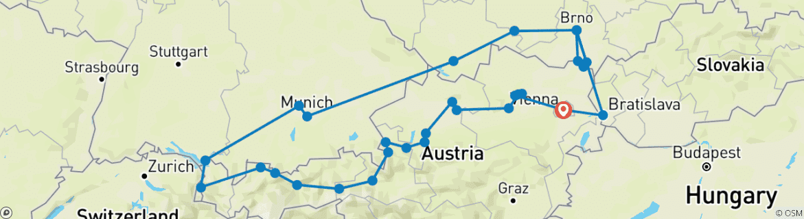 Karte von Österreich, Bayern und Mähren