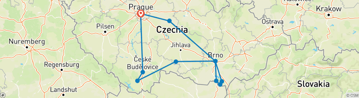 Image d'une carte montrant l'itinéraire du circuit