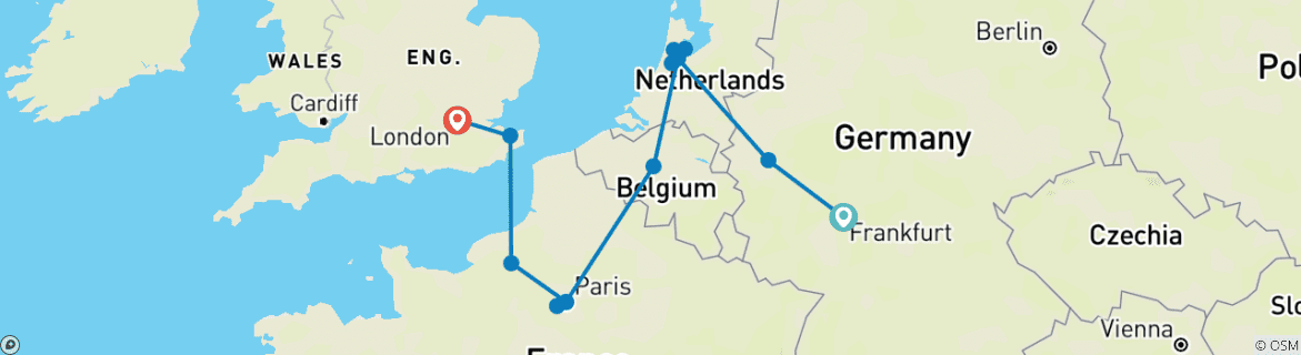 Image d'une carte montrant l'itinéraire du circuit