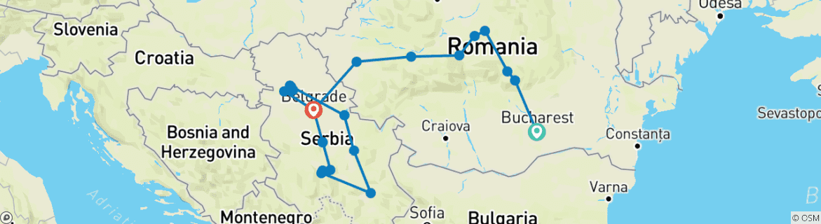 Image d'une carte montrant l'itinéraire du circuit