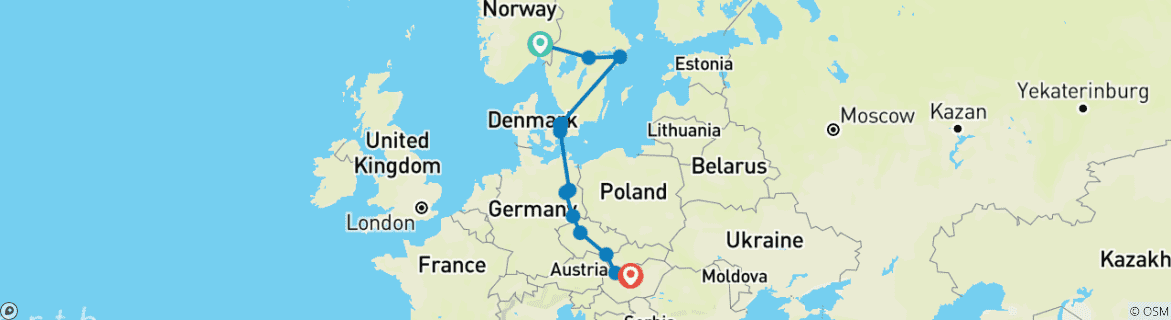 Image d'une carte montrant l'itinéraire du circuit