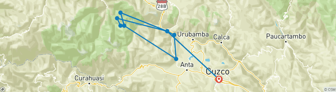Image d'une carte montrant l'itinéraire du circuit