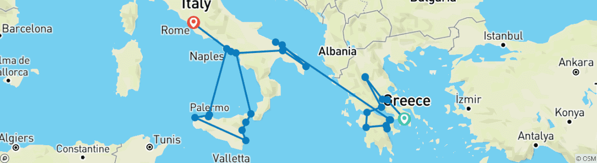 Image d'une carte montrant l'itinéraire du circuit