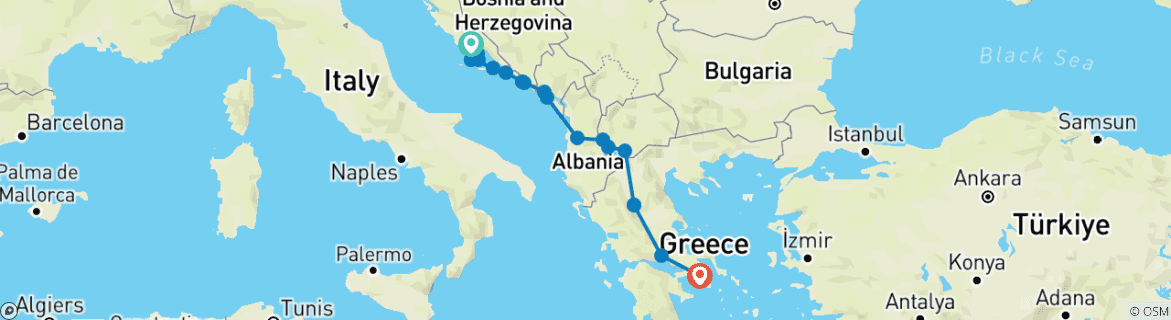 Image d'une carte montrant l'itinéraire du circuit