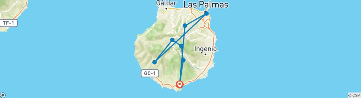 Image d'une carte montrant l'itinéraire du circuit