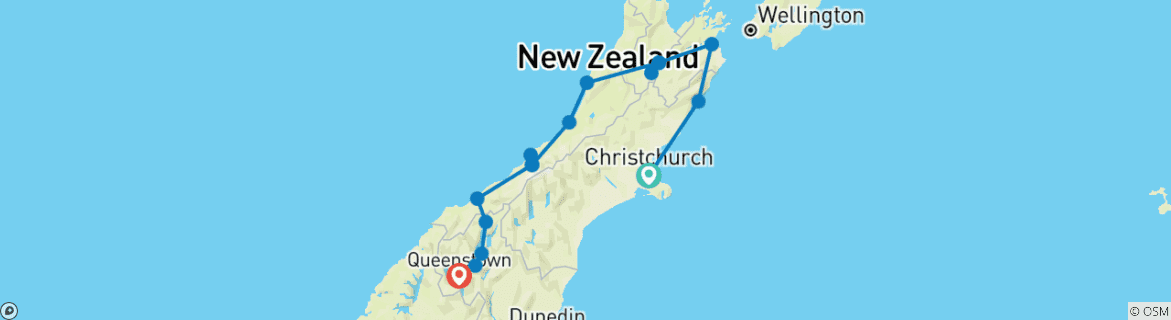 Image d'une carte montrant l'itinéraire du circuit