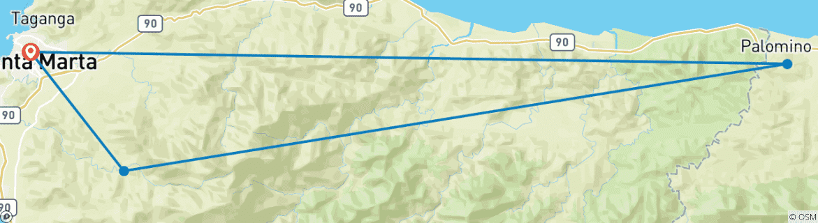 Image d'une carte montrant l'itinéraire du circuit