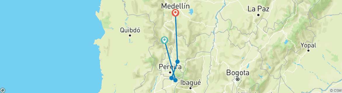 Karte mit der Reiseroute