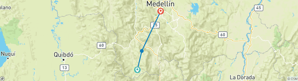 Image d'une carte montrant l'itinéraire du circuit