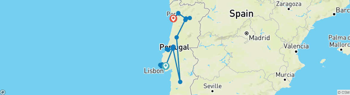 Image d'une carte montrant l'itinéraire du circuit