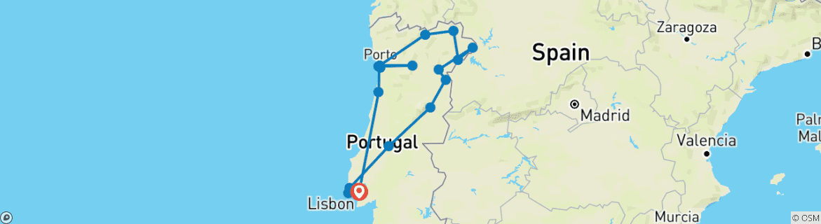 Image d'une carte montrant l'itinéraire du circuit