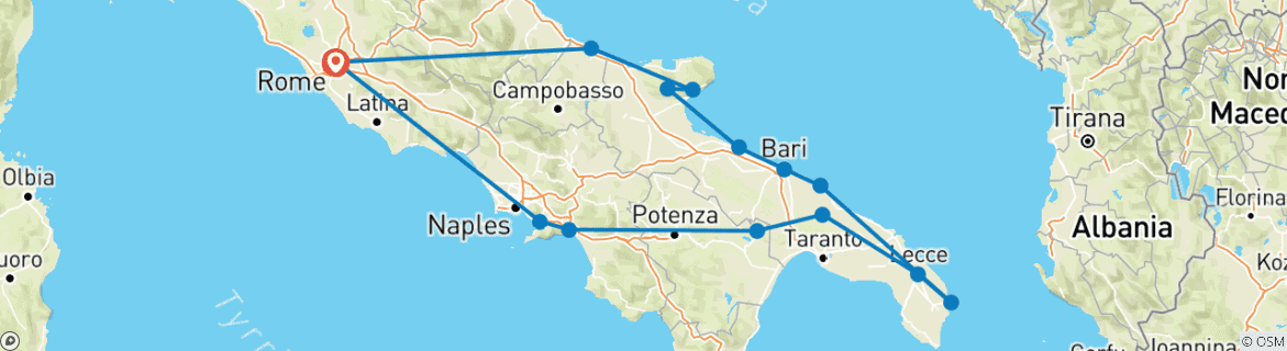 Image d'une carte montrant l'itinéraire du circuit