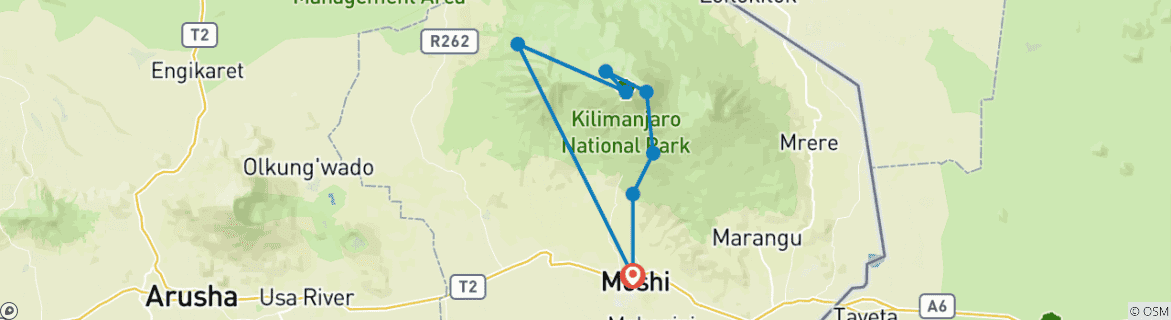 Image d'une carte montrant l'itinéraire du circuit