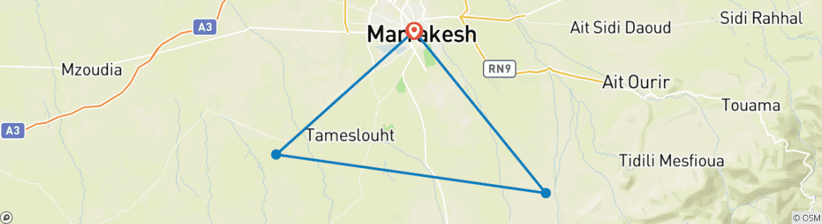 Image d'une carte montrant l'itinéraire du circuit