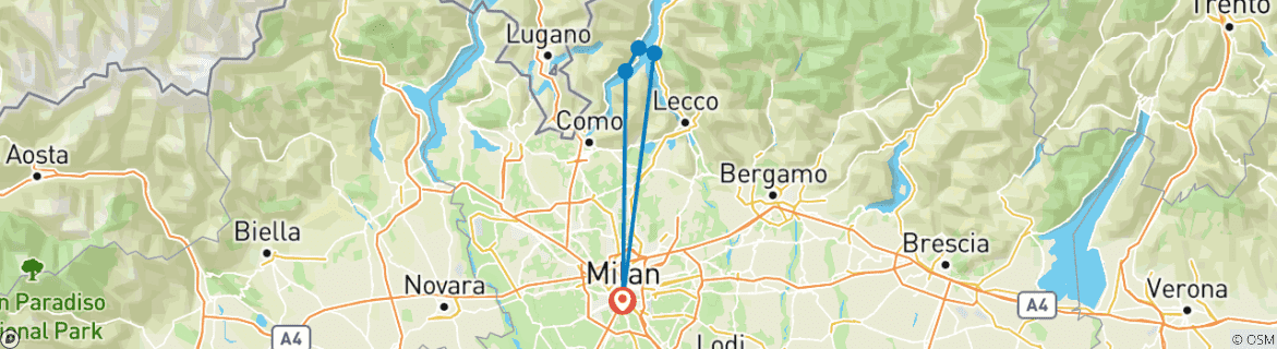 Image d'une carte montrant l'itinéraire du circuit