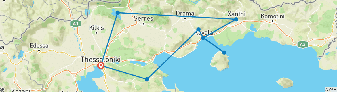 Image d'une carte montrant l'itinéraire du circuit